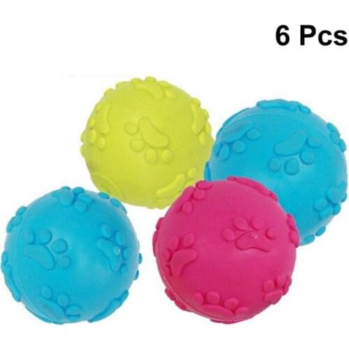 6Pc Chew Toys Balls Durable Colorful Portative Nontoxic Chew Toys Balls Squeaky Balls for Dogs Puppy Chewing Chewers