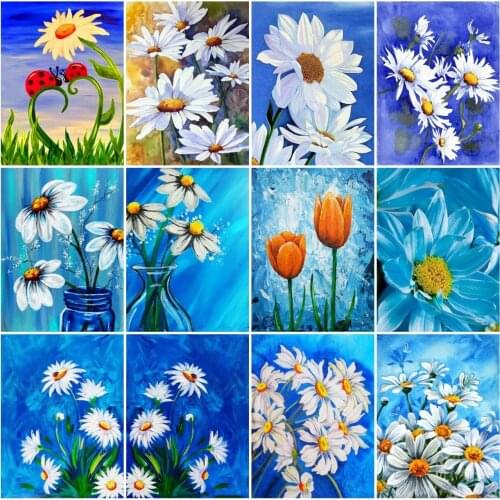 AZQSD Diamond Embroidery Daisy Mosaic Picture Of Rhinestones Diamond Painting Flower Cross Stitch Handicraft Home Decoration