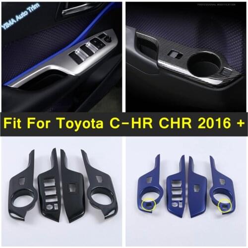 Car Accessories Glass Lift Switch Panel Inner Door Armrest Window Button Frame Cover Trims Fit For Toyota C-HR CHR 2016 - 2021