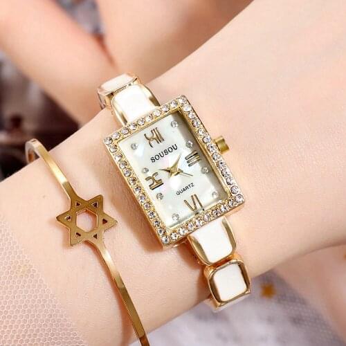 Ladies Fashion Casual Watch Square Surface Quartz Movement Watch Metal Splicing Strap Ladies Gift Watch Watch