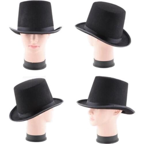 Black satin Felt top hat magician gentleman adult 20S costume tuxedo victorian cap Halloween XMAS party Fancy Top Hats lin4557