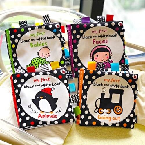Baby Black and White Label Cloth Book Newborn Infant Early Education Books Cloth Quiet Books