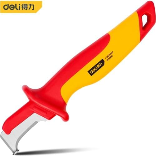 Deli Insulated Hook And Sickle Cable Knife Crimping Tool Top Quality Cable Cutting Pliers with 1000V Insulated Handles 180 mm