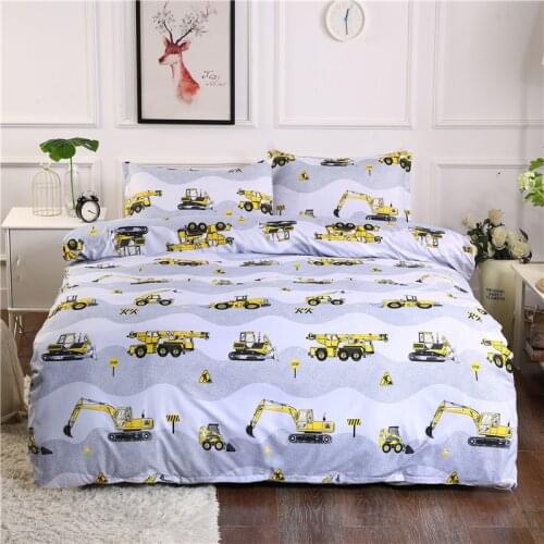 Excavator traffic series childrens room bedding home textile 3-4 sets (US/UK/AU/FR/JP) specifications
