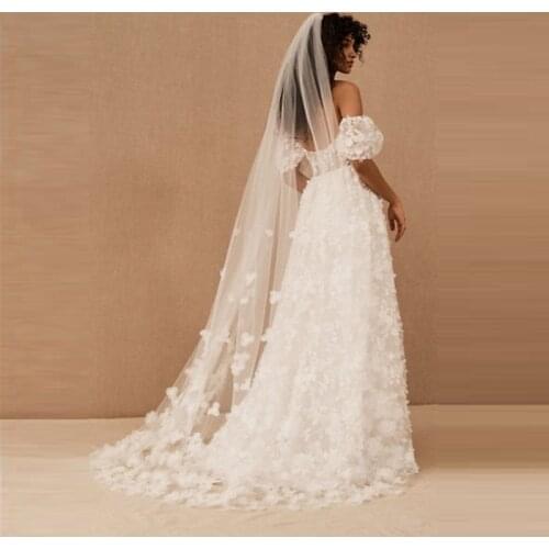 3D Handmade Floral Cathedral Veil for Bridal Petals Woman Bridal Drop Wedding Veils Handmade Dress Accessaries 3M