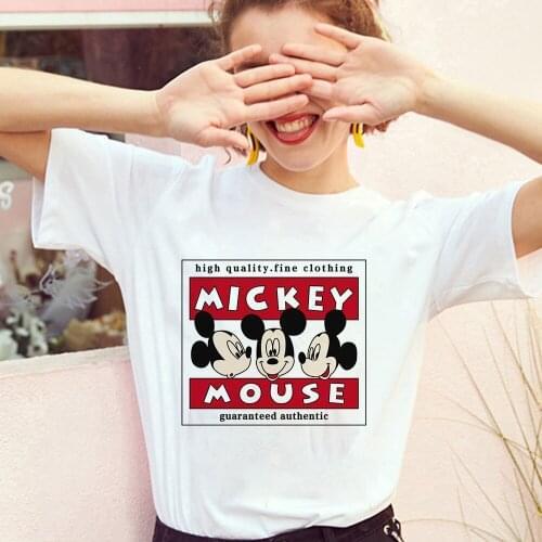 Disney Tshirt High Quality Hot Sale Casual Cartoon Mickey Mouse Print Short Sleeve Female Clothes Dropship