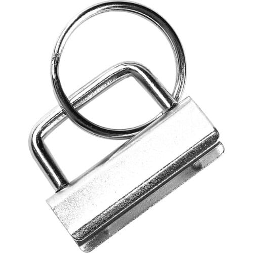 DoreenBeads Iron Based Alloy silver color Cord Ribbon Crimp End Key Fob Hardware Circle Ring Round (Fits 32mm Cord), 5 Sets