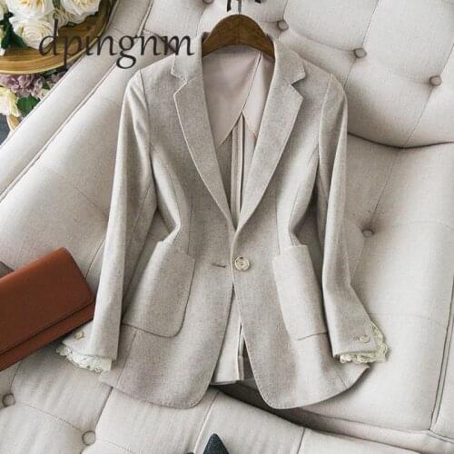 Lace stitching suit coat womens Korean British style 2021 new spring slim fit and waist one button suit