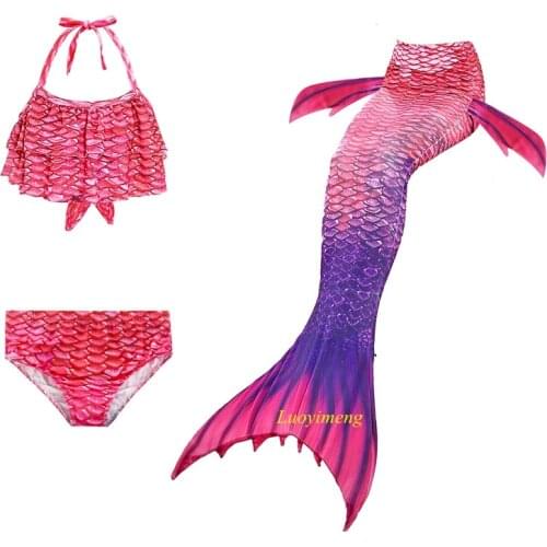 Children Mermaid Tails Swimming Suit For Girls Mermaid Swimwear Swimmable Bikini Set Bathing Suit Kids Costume Cosplay Swimsuit