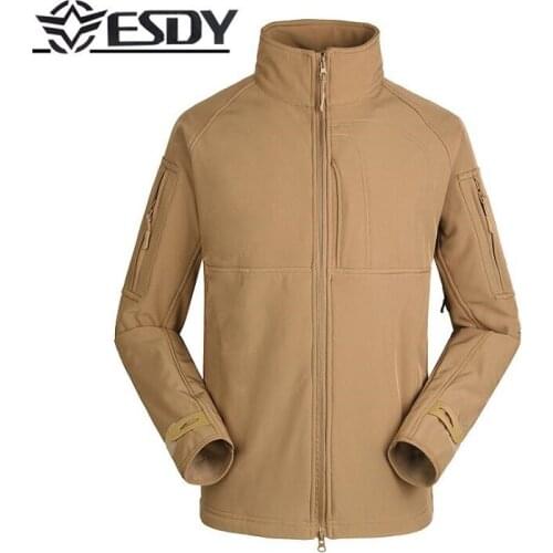 ESDY Man Outdoor Fishing Hunting Waterproof SoftShell Tactical Army Military Stand Collar Jacket Hiking Camping Trekking coats