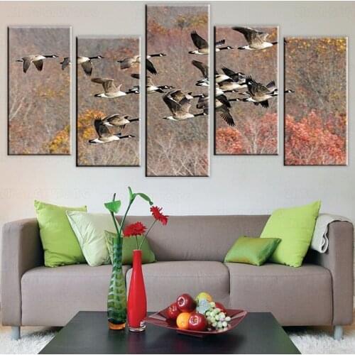 Modular Pictures Canvas Migratory Birds Painting Wall Artwork Landscape Posters Print Modern Living Room Home Decor Framework