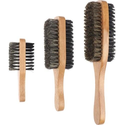 Mens Boar Bristle Hair Brush - Natural Wooden Wave Brush for Male, Styling Beard Hairbrush for Short,Long,Thick,Curly,Wavy Hair