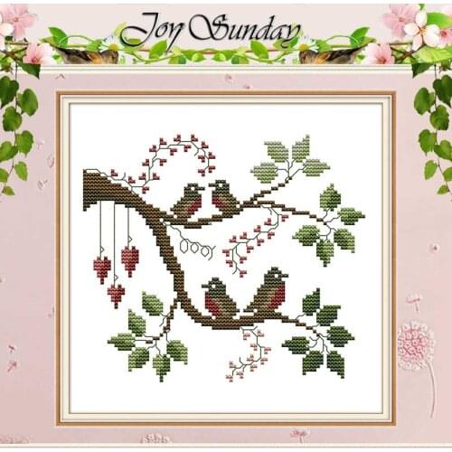 Four Little Birds Painting Counted 11CT 14CT Cross Stitch Sets animals DIY Cross-stitch Kits Embroidery Needlework Home Decor