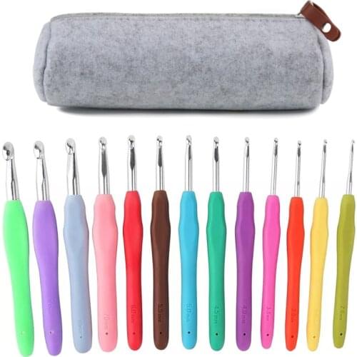 LMDZ 13 Pcs Crochet Hook Set, Ergonomic Grip Soft Handles Aluminum Large Crochet Hooks for Arthritis and Beginners