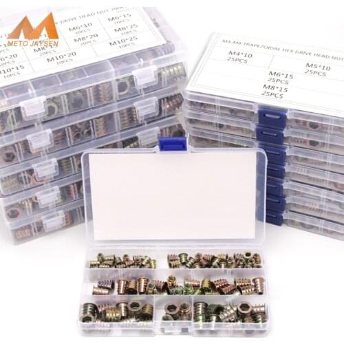 100pcs 150pcs 200pcs Zinc Plated Nuts Assortment Kit Hex Drive Head Zinc-Alloy Nut Set M4 M5 M6 M8 M10 Wood Furniture S36