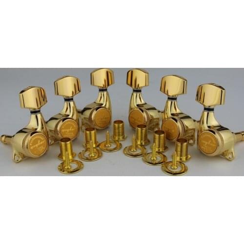 GUYKER Gold Guitar Locking Tuners Electric Guitar Machine Heads Tuners 3R3L Gear ratio 1:21 Lock Tuning Pegs