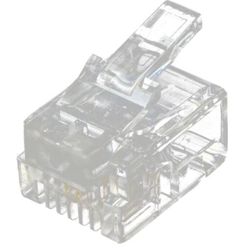 New 20 Pcs 6P2C 2 Pins RJ11 Modular Plug Network Cable Connector Clear