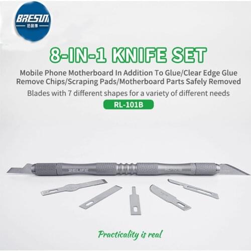 SUNSHINE RL-101B 8 In 1 CPU Blades Glue Remove Knife Phone Fingerprint IC Chip Glue Remover Sculpture Scalpel Carving Knife