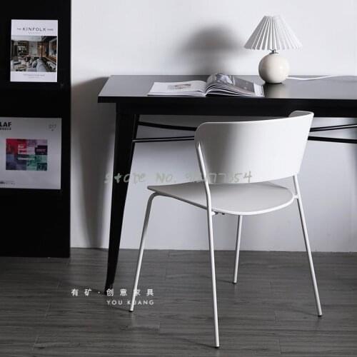 Nordic dining chair home simple modern study white plastic chair ins net red restaurant cafe back chair