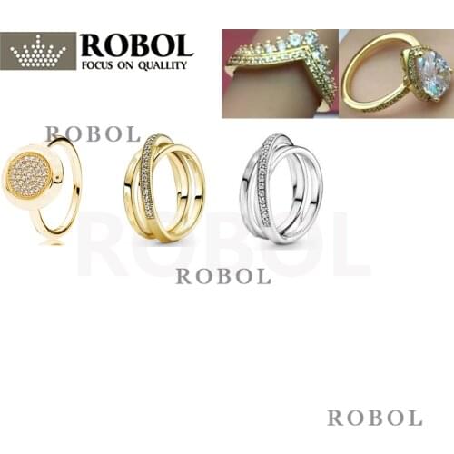 PDB JZ 12 Original Brand 100% 925 sterling silver ring engraved with sparkling logo love heart diamond ring Feather female ring