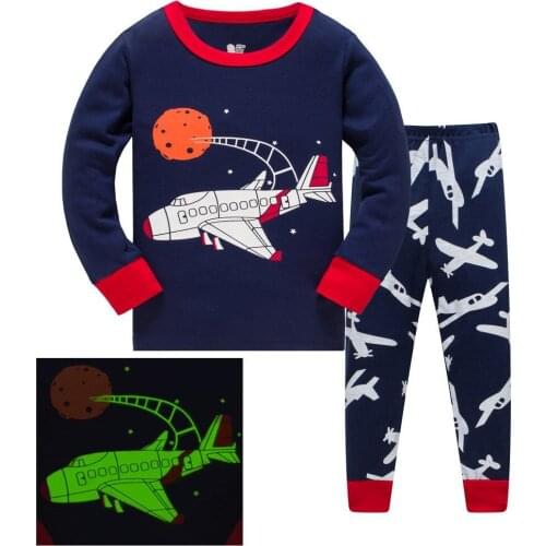 Kids Pajamas Glow In Dark Cartoon Pyjama Boys Cute Unicornio Sleepwear Clothes Dinosaur Luminous Pjs
