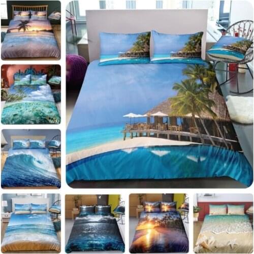 Beach Coconut Grove Sea Design 3D Home Textiles Bed Setting Duvet Cover Pillowcase 3PC Comfortable Fashion TM06