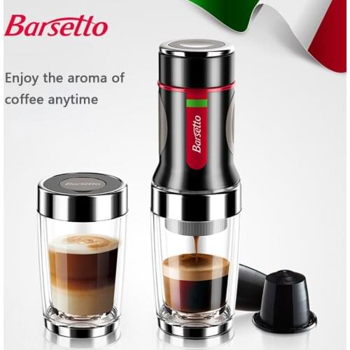 Barsetto Portable Coffee Machine Manual Coffee Maker Capsule Coffees Machine Outdoor Travel Hand Press Espresso Powder Maker