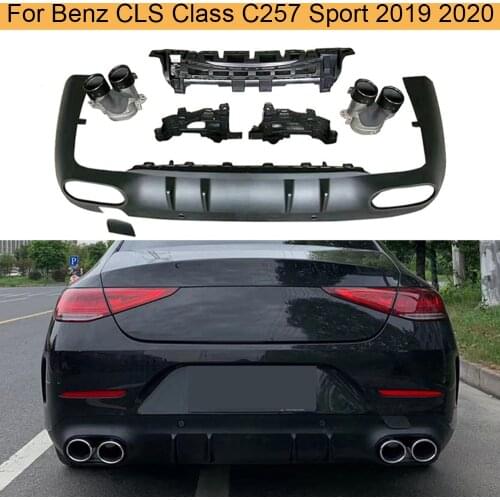 PP Black Rear Bumper Diffuser Lip Spoiler For Mercedes-Benz CLS Class C257 Sport 2019 2020 Non for CLS53 AMG Rear Diffuser