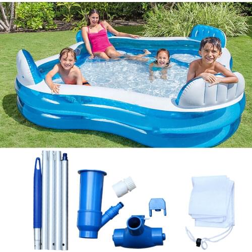 Swimming Pool Spa Jet Vacuum Cleaner w/ Brush & 4’ Feet Pole, Ideal for Above Ground and Inflatable Pool, Spa, Pond, Waterfall