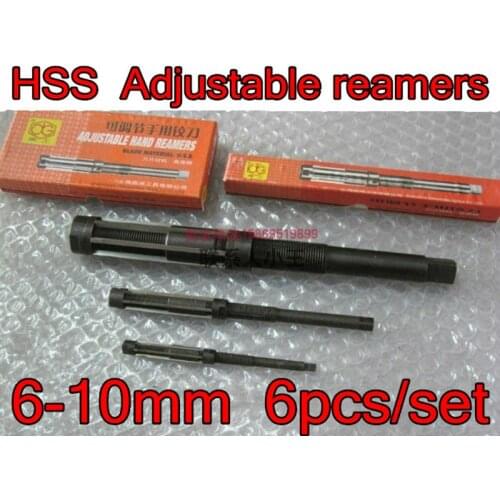 6-6.5*6.5-7*7-7.75*7.75-8.5*8.5-9.25*9.25-10mm 6pcs/set HSS Adjustable reamer Hand reamers Free shipping