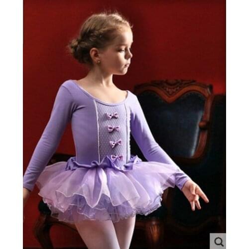 Pink/Purple/Blue/Rose Cute Ballet Dress For Girls Short/Long Sleeved Swan Lake Ballet Dance Costume Ballerina Children Clothes