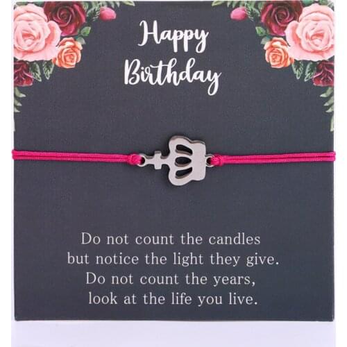 Happy Birthday Gift Crown Good Luck Charm Bracelets Women Men Unisex Adjustable Fashion Jewelry Drop Shipping