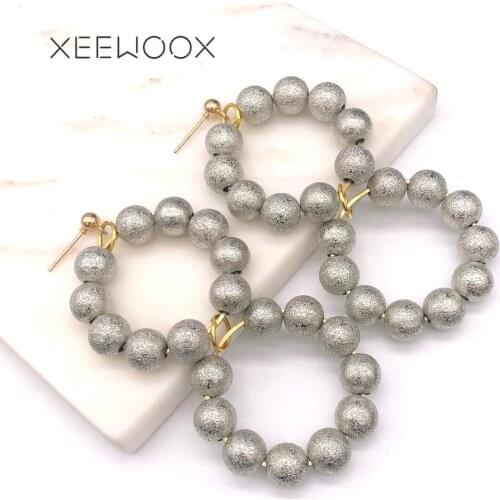 Slivery Golden Color Big Circle Round Hyperbole Vintage Metal Bead Woman Girl Statement Drop Earring XEEWOOX Party Queen Gift