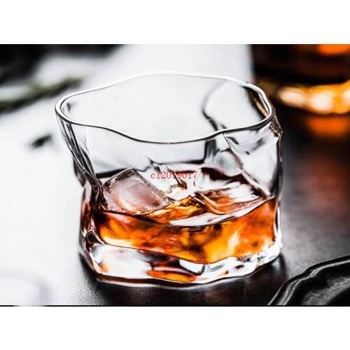 100PCS/Lot 245ml Whiskey Scotch Glass Irregular Crystal Wine Glasses Drinking Glasses Glassware Dishwasher Safe Tumbler Wine Cup