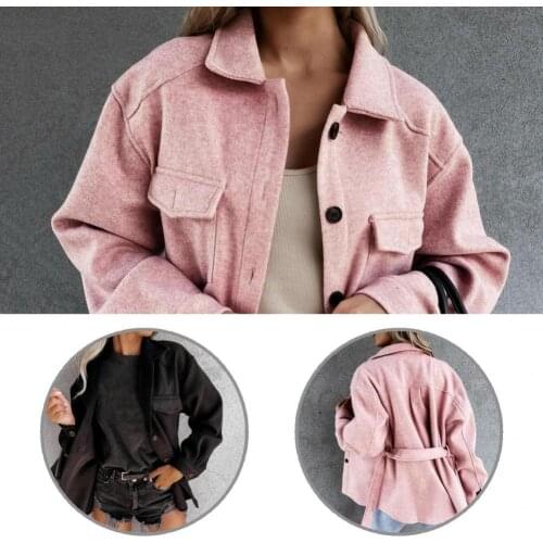Thick Great Single-breasted Winter Jacket Vintage Autumn Coat Pockets for Work