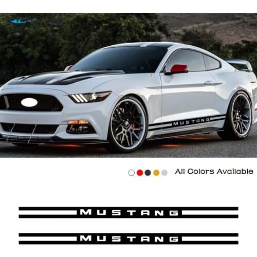 2Pcs Car Styling Door Side Stripes Skirt Sticker Body Graphics Vinyl Decal For Ford Mustang 2009-2020 GT Shelby Auto Accessories