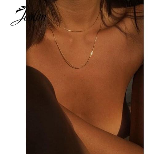Joolim Stainless Steel Jewelry Wholesale 2 Rows Snake Chain Necklace Trendy Jewelry Streetwear Dainty Necklace
