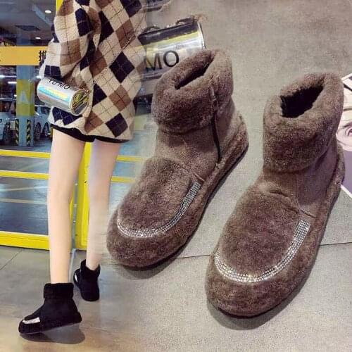 Winter Shoes Female Boots Women Winter Warm Boots Antiskid Outsole Lady Snow Boot Shiny Brand Fashion Easy Wear Hairy Ankle Boot