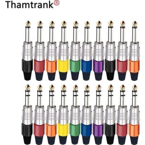 1 PC TS TRS Amplifier Microphone Plug MONO/STEREO sophomore core Jack 6.35mm Wire connector Audio Speaker Nickel Plated