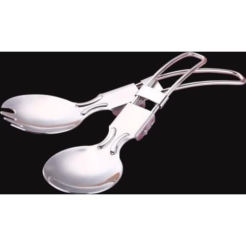 1Pcs New Outdoor Camping Hiking Stainless Steel Metal Fork Spoon Tableware Cookout Picnic Foldable Folding Spork