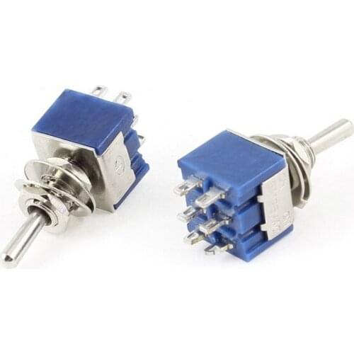 100PCS/Lot Mini Toggle Switch MTS-202 DPDT ON-ON 6pins 250V 3A 125V 6A