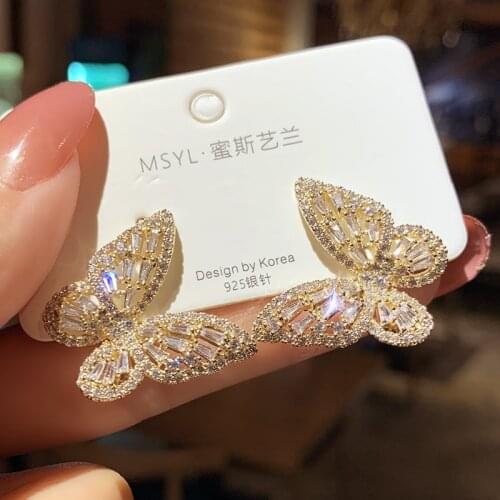 2021 New Luxury Fashion Round Dangle Drop Korean Earrings For Women Big Butterfly Gold Earring For Women 2020 Jewelry