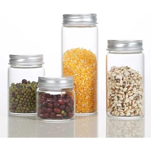 5pcs/lot 50ml 90ml 120ml 150ml Glass Bottles With Screw Cap Glass Jars Bottle Vials Clear Storage Container Home Wedding Decor