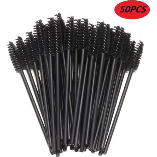 50 Pcs/Pack Disposable Eyelash Makeup Brush Mini Mascara Wands Brush Solid Handle Brush Lash Curling Maquiagem Extension Tool