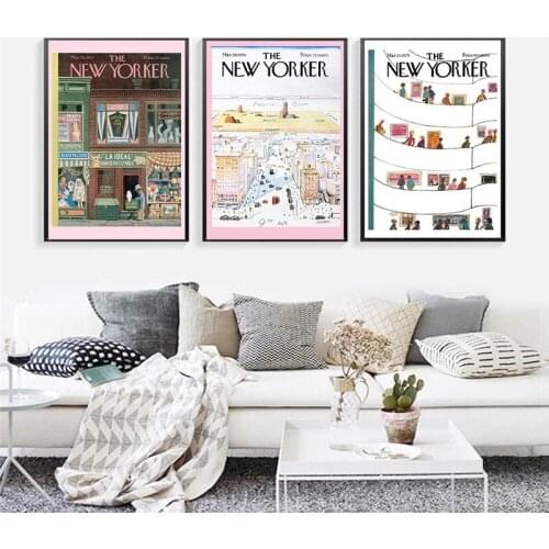 The New Yorker Magazine Abstract Wall Art Canvas Painting Nordic Posters and Prints Wall Pictures for Living Home Decoration