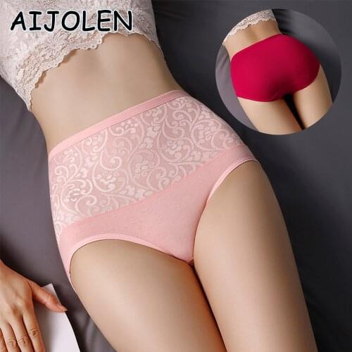 AIJOLEN Cotton Threaded Bowknot Panties Pure Color Lace Trim Cute Thong and G-String Light Color Ladies Underwear