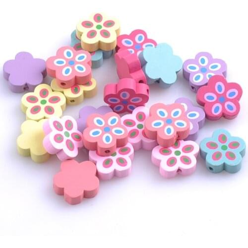 Mixed Flower Wooden Spacer Beads For Jewelry making 19mm 20pcs MT0777X
