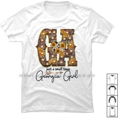 Just A Small Town Georgia Girl T Shirt 100% Cotton Watercolor Drawing Georgia Color Wing Town Mall Just Tow Own Geo Us