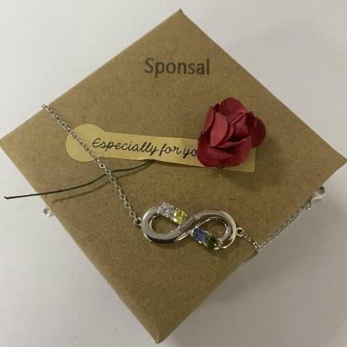 Sponsal Personalized Bracelets Engraving 2 Names Customized Birthstones Gift for Women