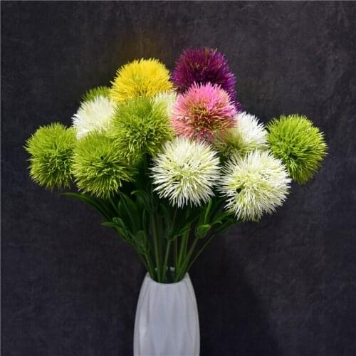 YO CHO 15pcs Artificial Flower Dandelion Fake Pompon Plants Green Dandelion Farmhouse Wedding Flowers Boutonniere Party Decor